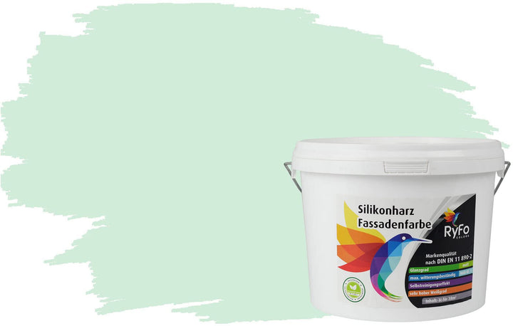 RyFo Colors Silikonharz Fassadenfarbe Lotuseffekt Trend Aloegrün 3l - bunte Fassadenfarbe, weitere G