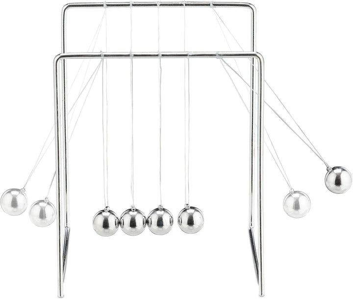Relaxdays 4 x Newton Pendel, Kugelpendel für Schreibtisch & Büro, Physik, je 5 Kugeln, Metall, Newto