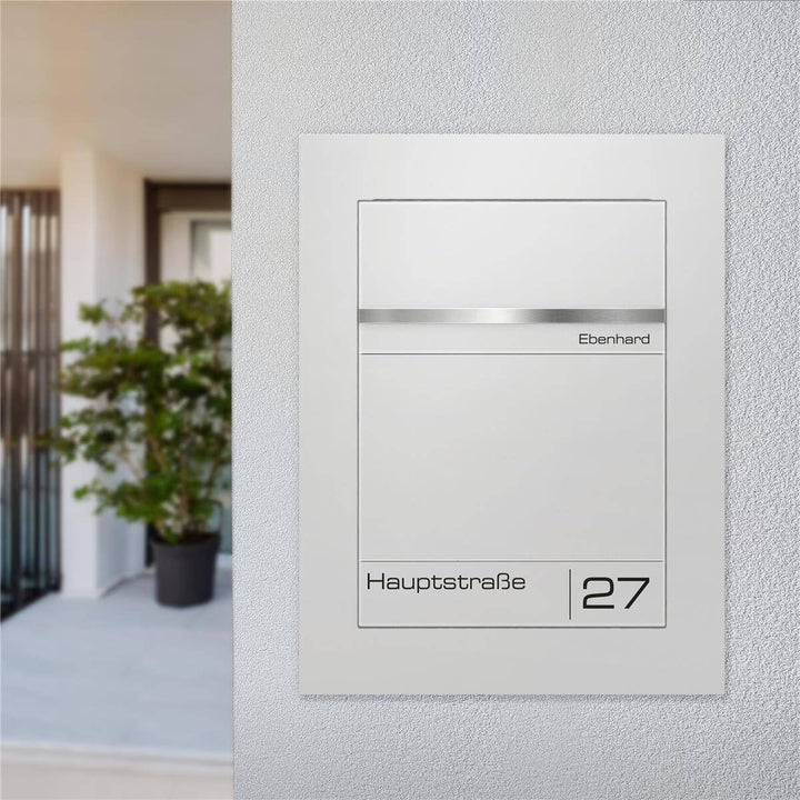Metzler Unterputz Briefkasten Verkehrsweiss RAL 9016 – Hochwertiger Einbaubriefkasten aus pulverbesc