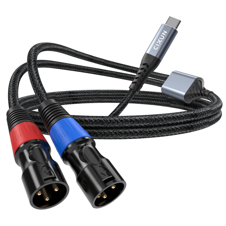 USB C auf Dual XLR Mikrofonkabel Type C auf XLR Male Output Stereo Kabel Kompatibel (1M/3.3Ft), 1M/3