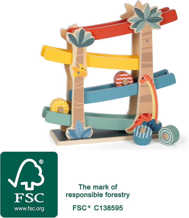small foot Kugelbahn „Dino“, robuste Kullerbahn aus FSC 100%-zertifiziertem Holz, für Kinder ab 18 M