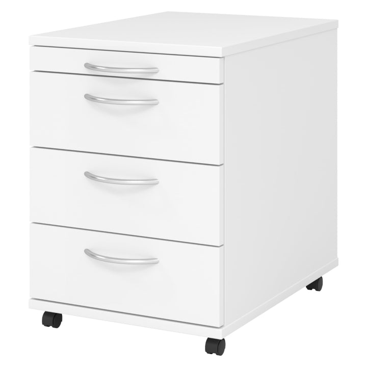 bümö Basic Rollcontainer mit Schubladen, Container aus Holz in weiss - Rollwagen für&