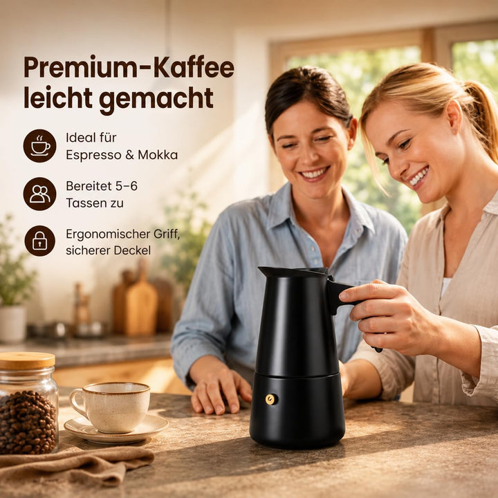 ROYAL SWISS® Premium Espressokocher - 9 Tassen – Espressokocher Induktion | Italienischer Kaffeekoch
