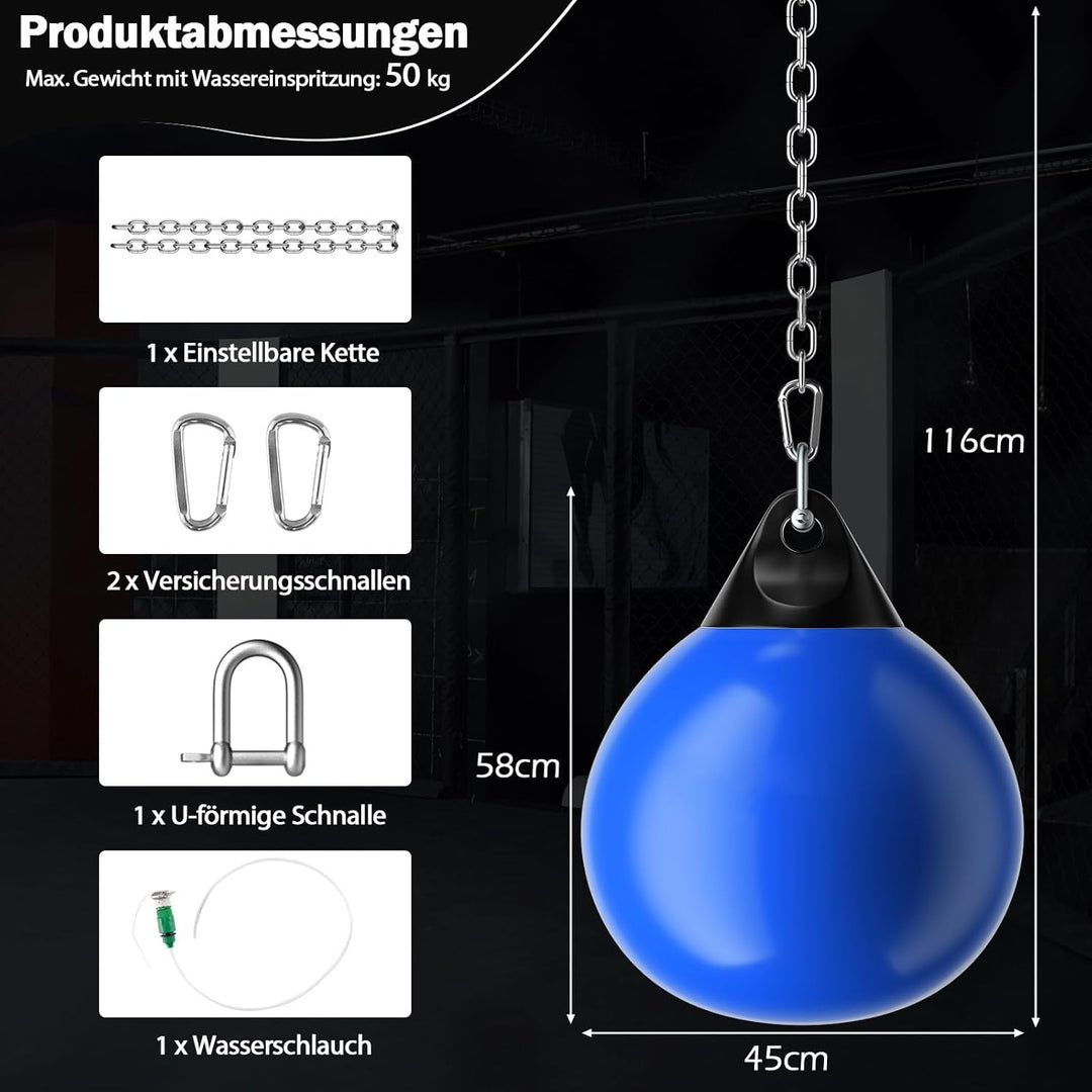 GYMAX Wasserboxsack Ø45cm, Boxing Punching Bag mit Wasser füllbar, hängendes Punchingsack, Schwerer