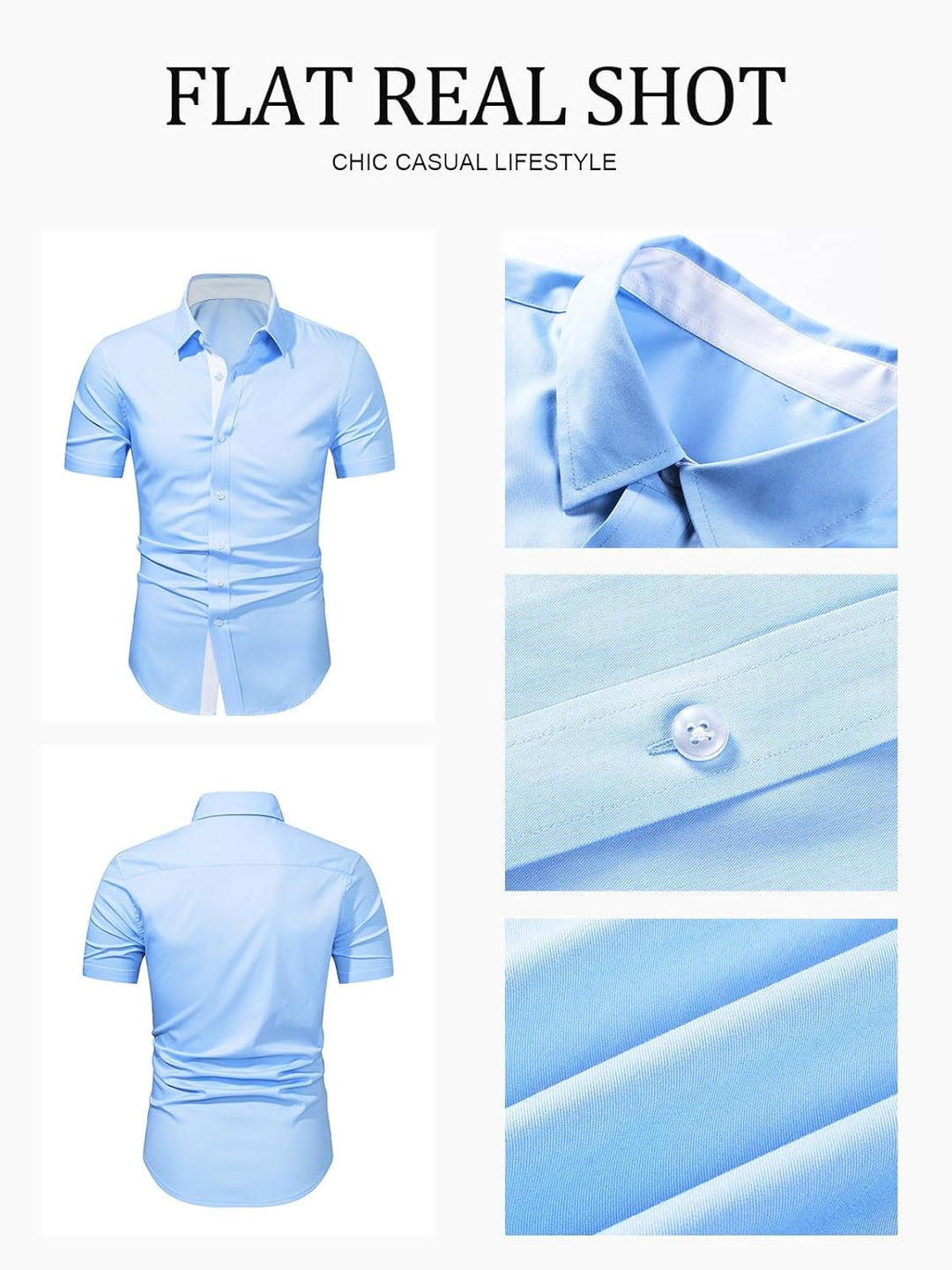 Meilicloth Herren Hemd Businesshemd Kurzarm Freizeithemd Herrenhemden Casual Regular Fit Bügelfrei B