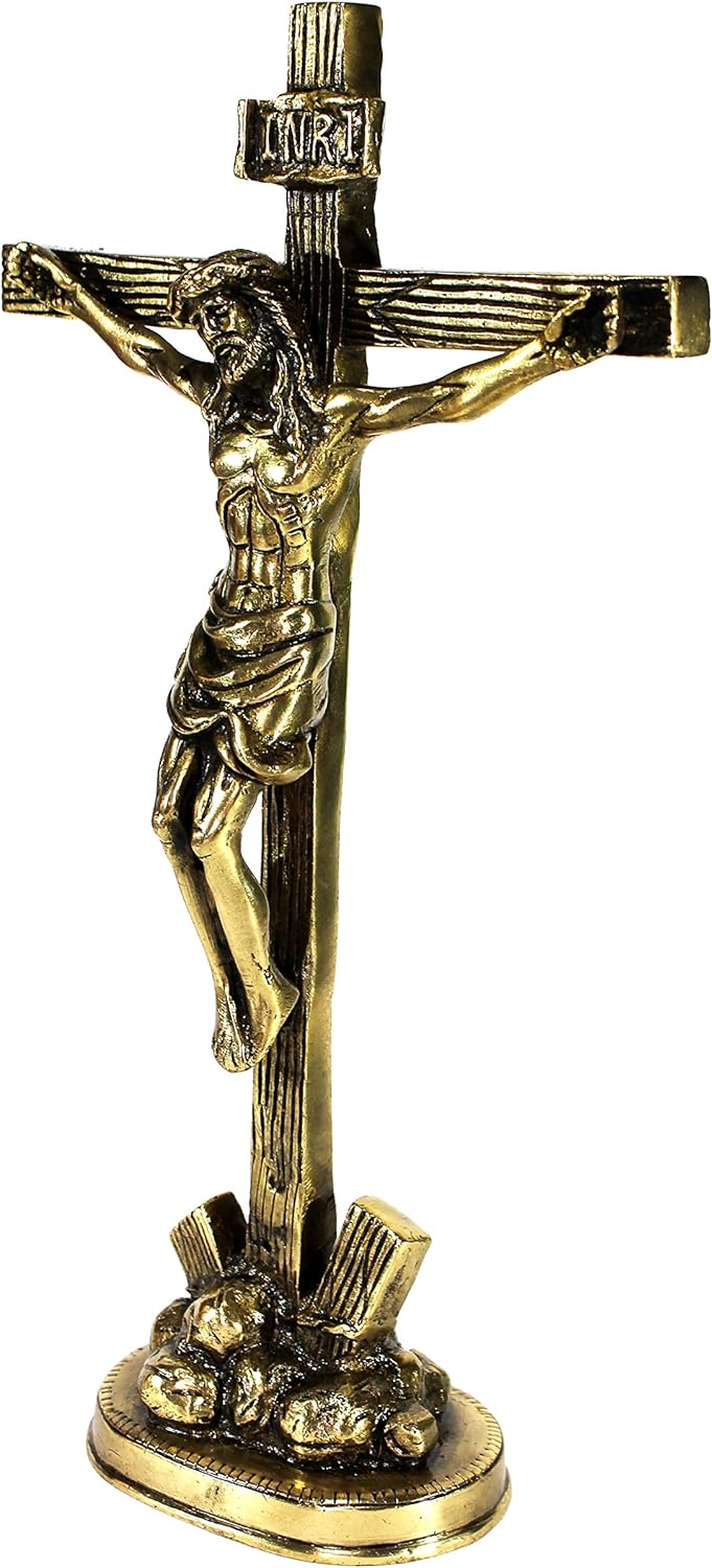 eSplanade Jesus-Kreuz, Messing, antikes Finish, 30,5 cm 12" Jesus Cross, 12" Jesus Cross