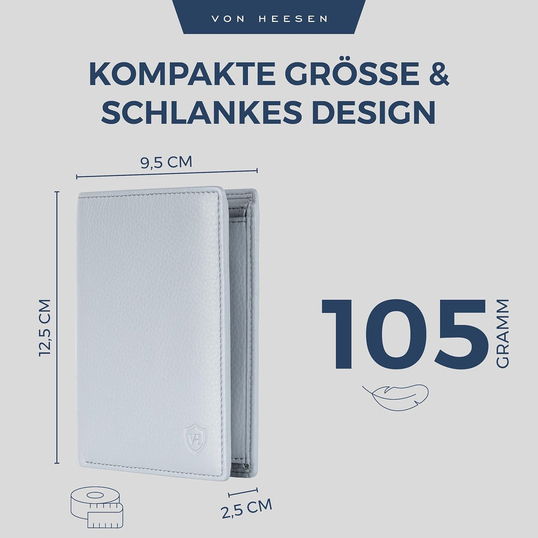 VON HEESEN Leder Geldbörse Herren mit Münzfach & RFID Schutz I Echtleder Geldbeutel für Männer & Dam