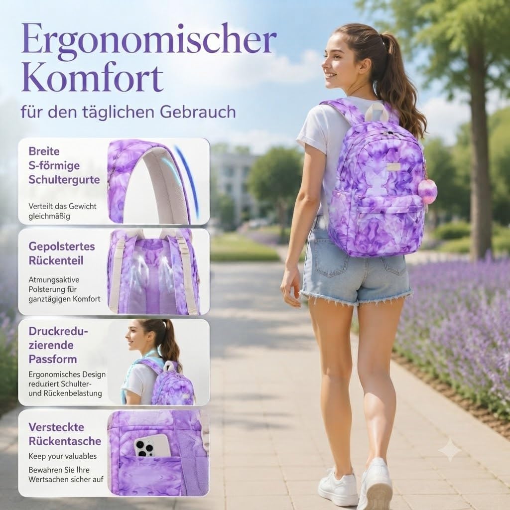 SUN EIGHT 30L Laptop-Rucksack Damen, Wasserabweisender Schulrucksack für Schule, Uni &amp; Reise, Grosse