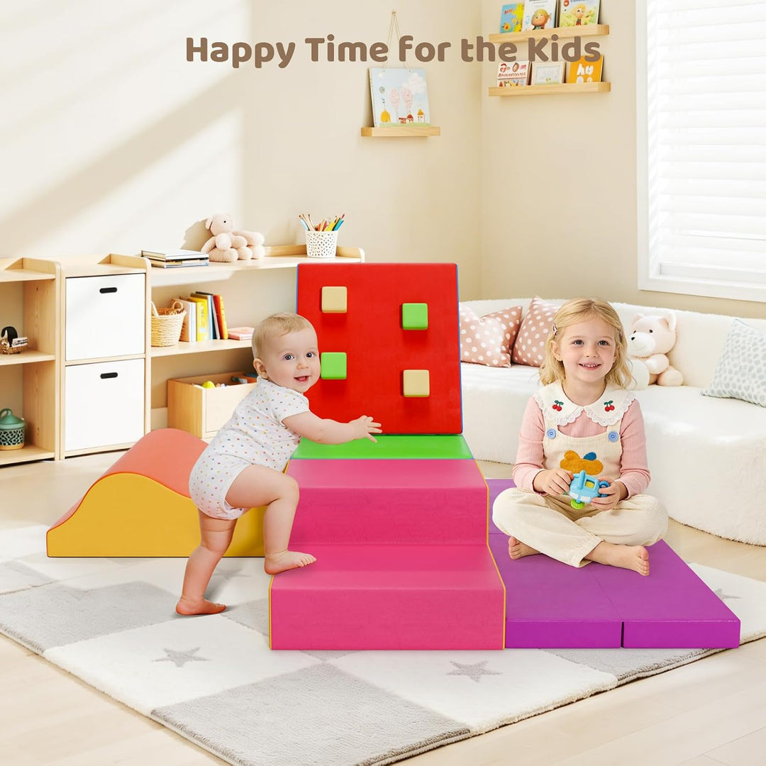 Schaumstoff Bausteine XXL Bunt, Indoor Klettergerüst für Kleinkinder ab 1 Jahr, Weiche Softblöcke mi