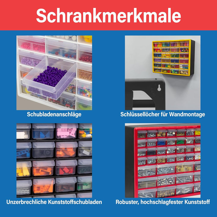 Akro-Mils 10144 D Aufbewahrungskasten für Werkzeug und Bastelzubehör, 50,8 x 40,6 x 16,5 cm, Schwarz
