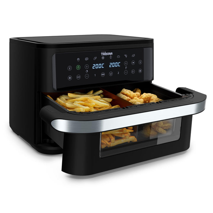 Tristar Dualzone Flex Heissluftfritteuse, 10 L Kapazität, 2800W, 8 Programme, Digitales Display, Ohn