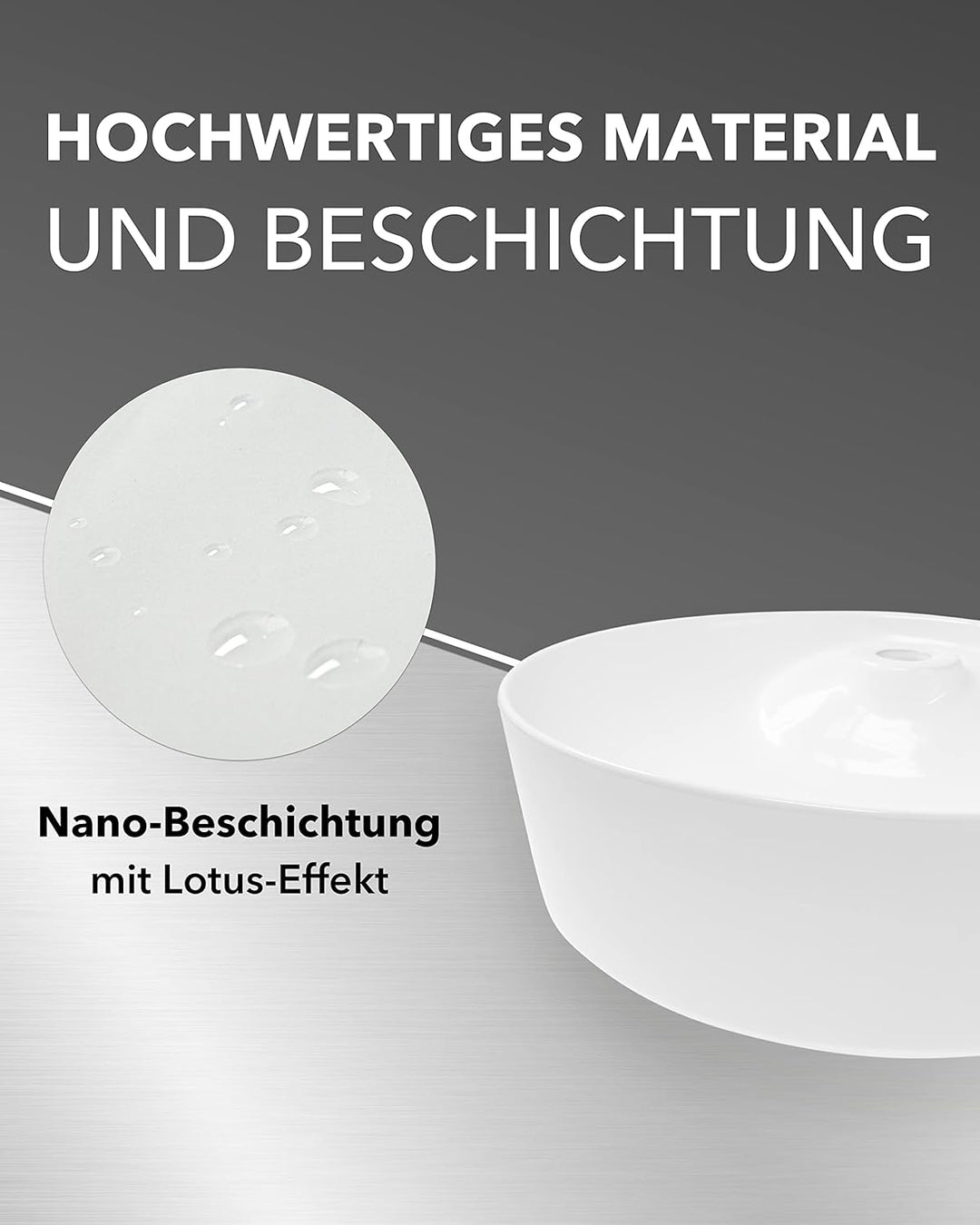 Art-of-Baan Premium Waschbecken oval - Hochglanz Aufsatzwaschbecken - Keramik-Becken für Waschtisch