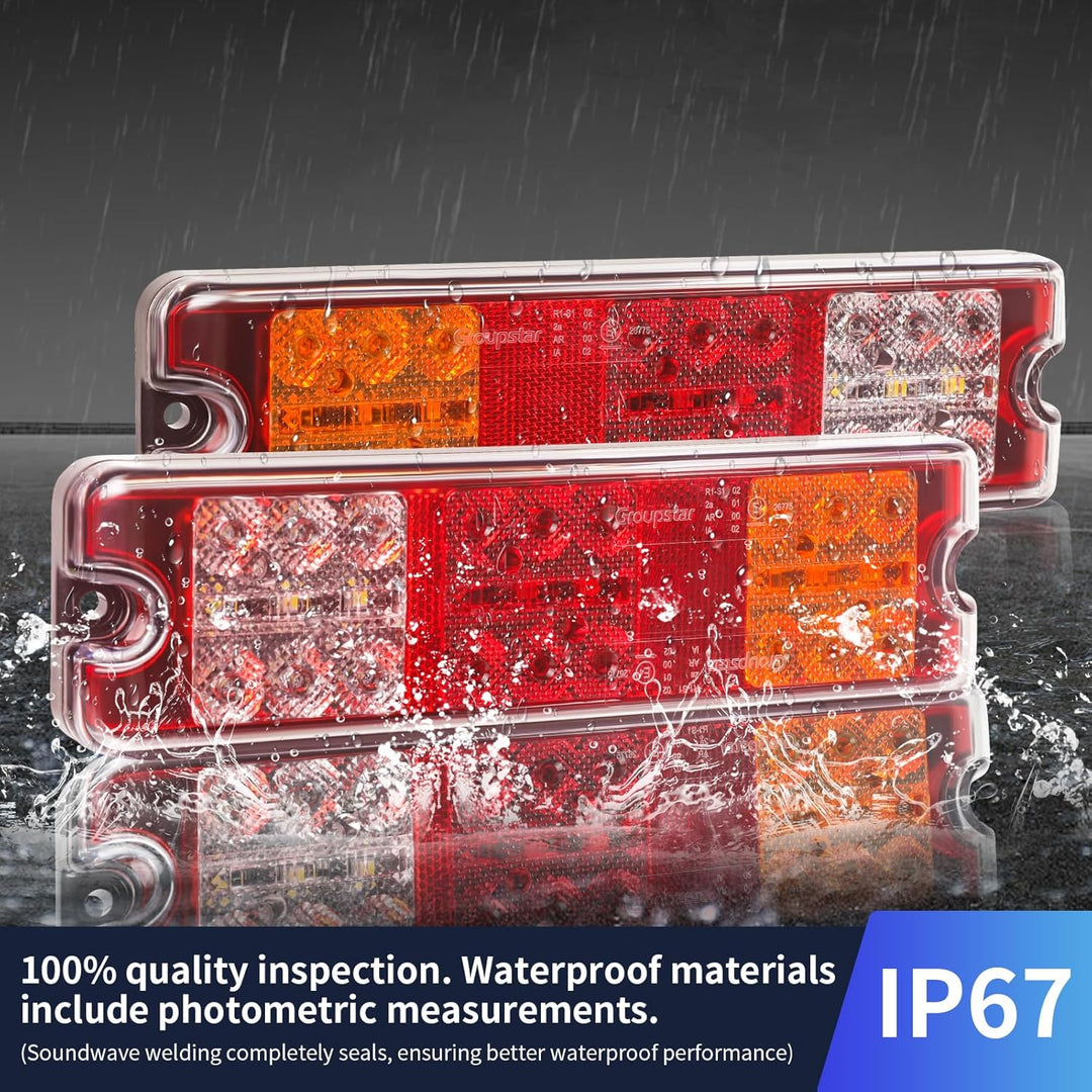Yuanjoy 2 Pack 12v 24v LED Rückleuchten für Anhänger - mit Blinker, Positionslicht, Bremslicht, Rück