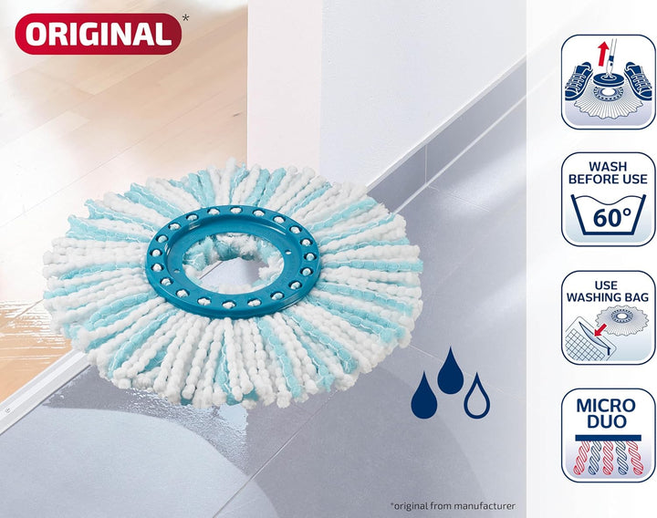 Leifheit Ersatzkopf CLEAN Twist Disc Mop Ergo Micro Duo 4er Set, Wischbezug, Ersatzbezug, 4er Set, f