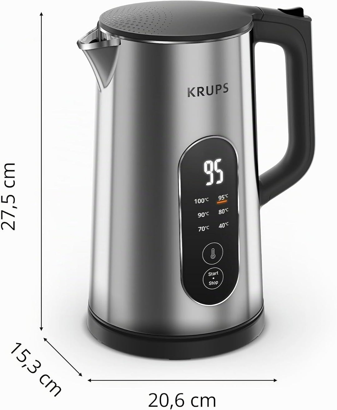 Krups Selection Wasserkocher, 1,7 Liter Fassungsvermögen für bis zu 6 Tassen, 6 Temperaturen, Real-T