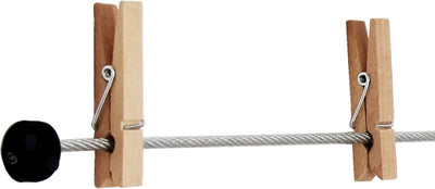 LeTOMA – Hochwertiges Fotoseil aus Stahl 2x100 cm lang und 2x8 rustikale Holzklammern 45mm - Fotolei