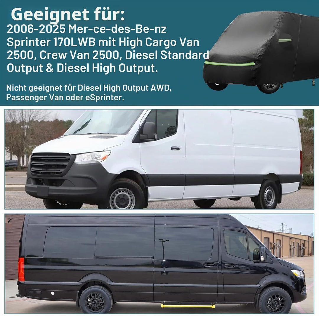 Vollständige Autoabdeckung für Mercedes Sprinter 2006-2025, wasserdichter Wohnmobil-Überzug mit seit