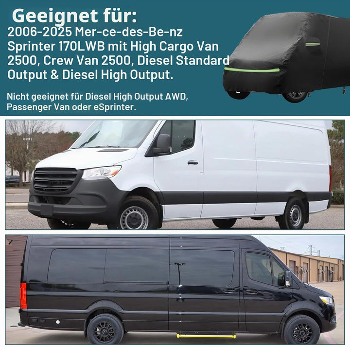 Vollständige Autoabdeckung für Mercedes Sprinter 2006-2025, wasserdichter Wohnmobil-Überzug mit seit