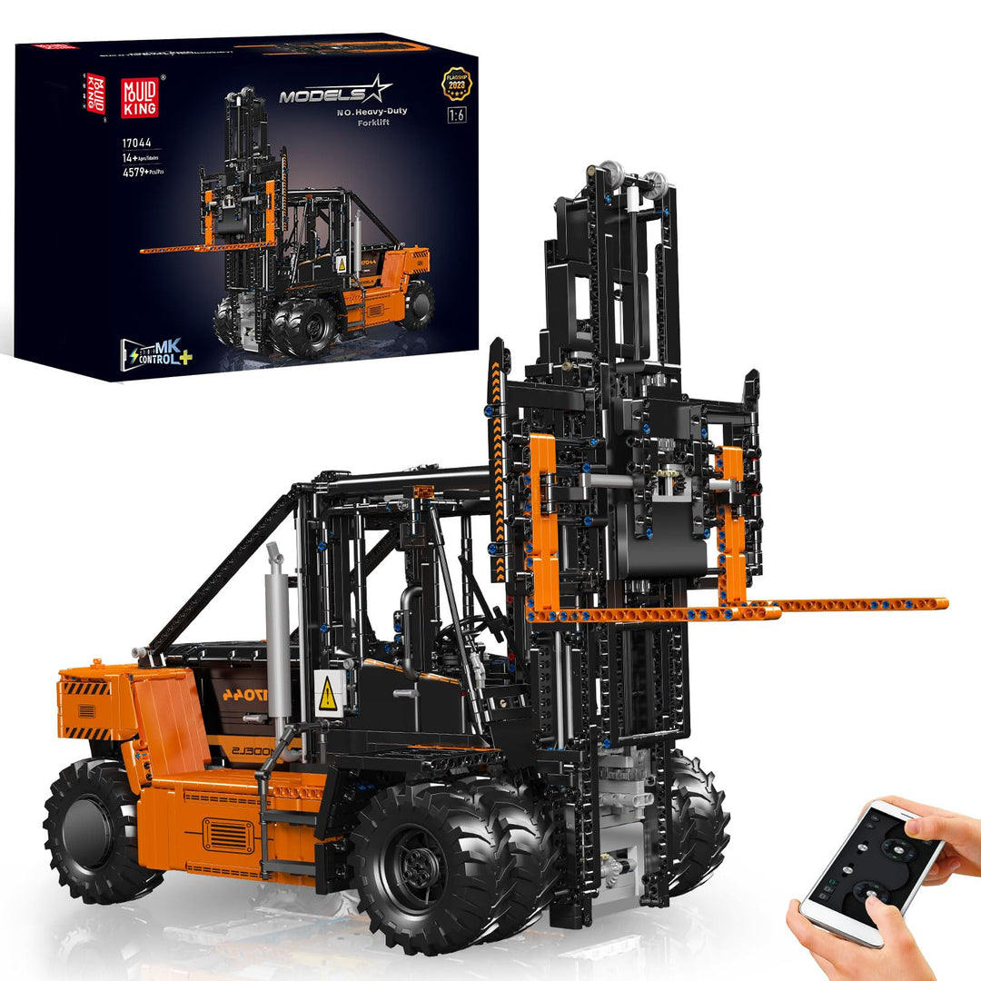 Mould King 17044 Schwerlast-Gabelstapler, Baumodelle im Massstab 1:6 für Erwachsene mit authentische
