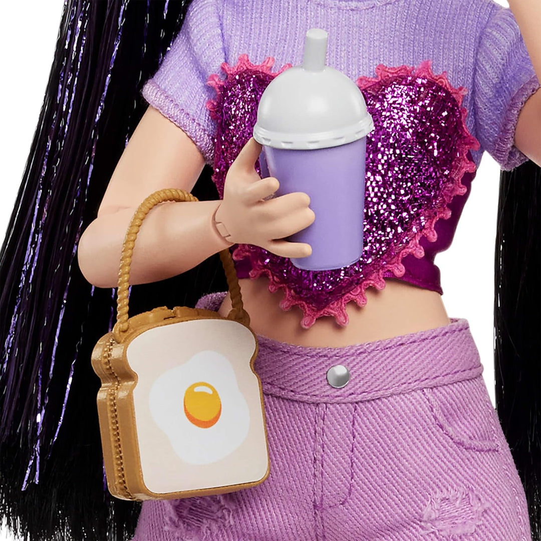 Barbie Dream Besties Puppe und Accessoires, bewegliche Barbie Renee Modepuppe mit langem schwarzem H