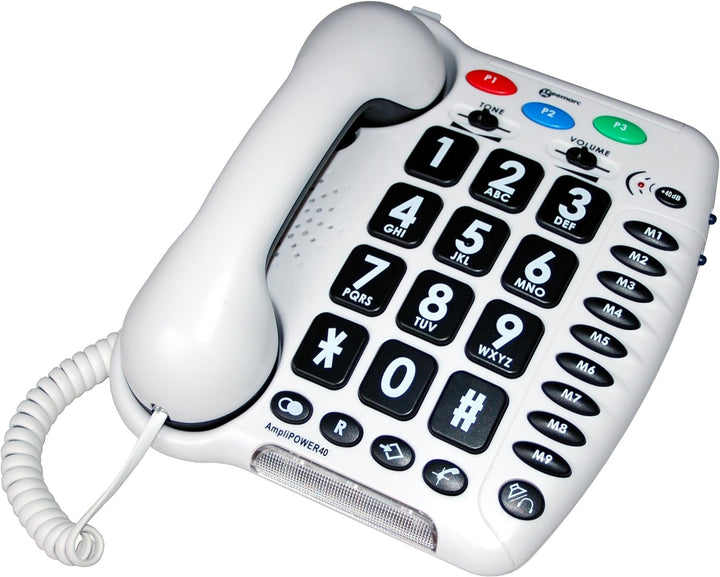 Geemarc Amplipower 40 - Schnurgebundenes Telefon mit verstärkter Empfangslautstärke, grossen Tasten