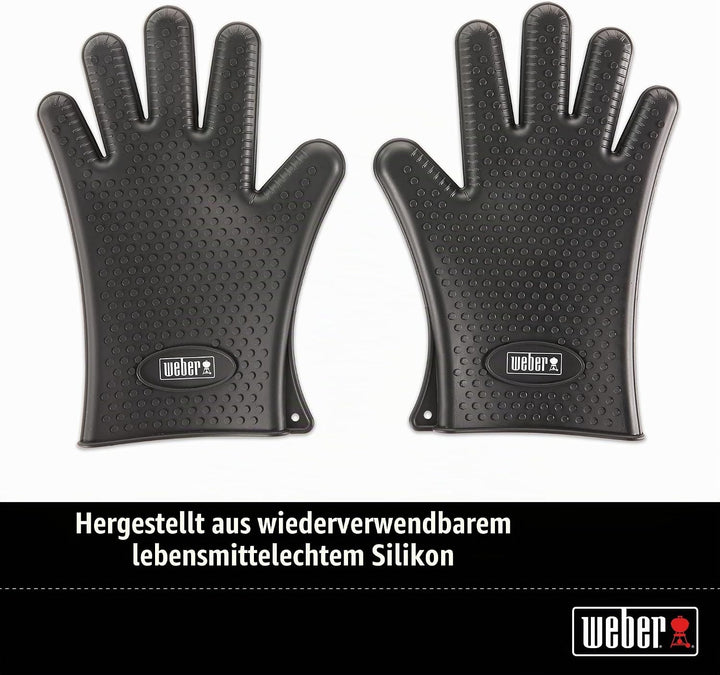 Weber 7017 Silicone Grilling Gloves, Black Einzelbett, Einzelbett