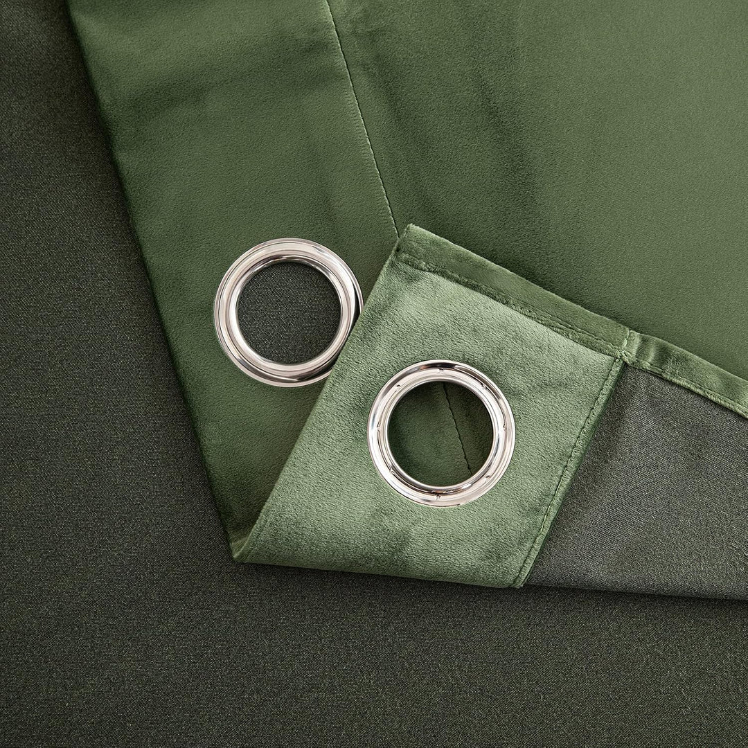 Woaboy Verdunkelungsvorhang Samt Gardinen mit Ösen 140x200 cm Matcha Grün | Vorhänge Samtvorhänge Bl