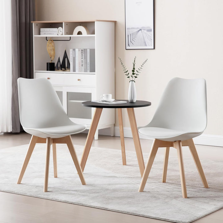WOLTU® 4er Set Esszimmerstühle Küchenstuhl Design Stuhl Esszimmerstuhl Kunstleder Holz Weiss BH29ws-