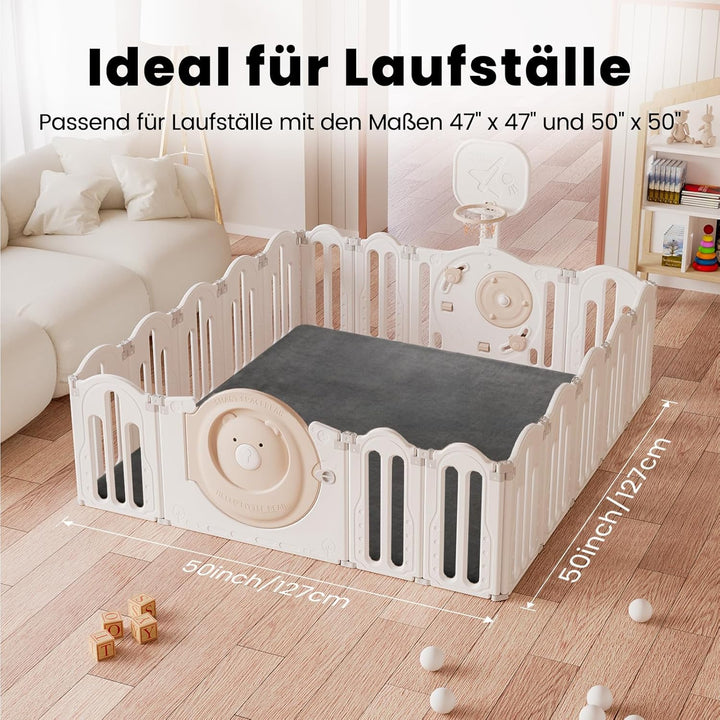 Krabbelmatte Baby 127×127cm, 3cm Dicke Schaumstoff Spielmatte, Ultraweiche Stütze Plüschiges Gefühl