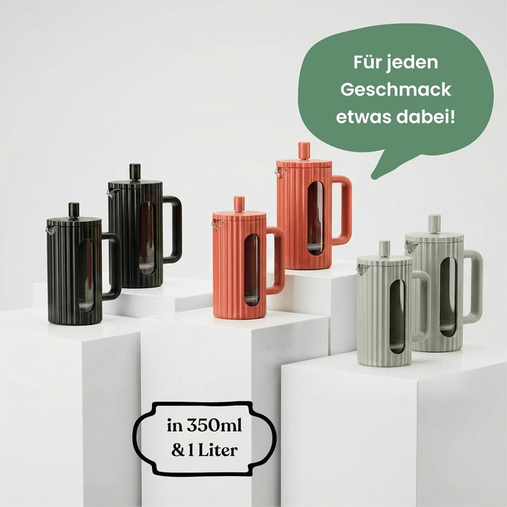 French Press aus Glas – Edelstahlfilter & hitzebeständiges Borosilikatglas – 1000 ml (1L, 1 Liter) –