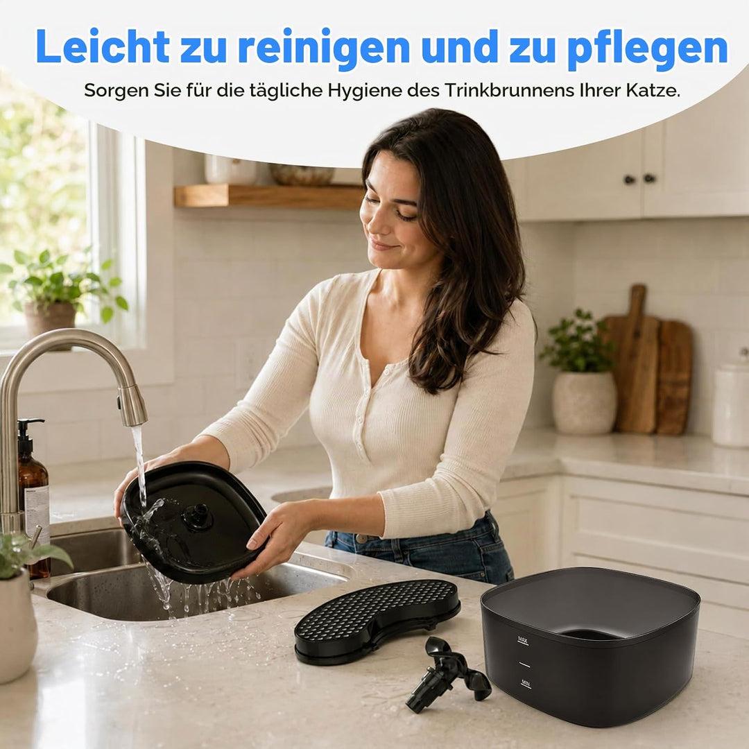 Katzenbrunnen Trinkbrunnen für Katzen und Hunde, 2.2L Automatischer Haustier Wasserbrunnen mit LED-W
