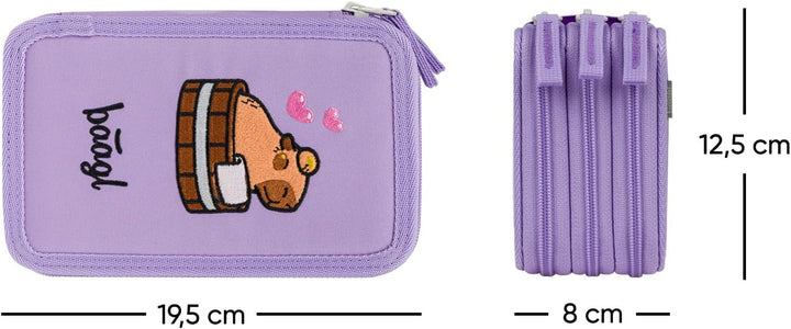 Baagl 3 Fach Federmäppchen Schulmäppchen Schreibwaren Mädchen - Capybara | Die Schulsachen Federtasc