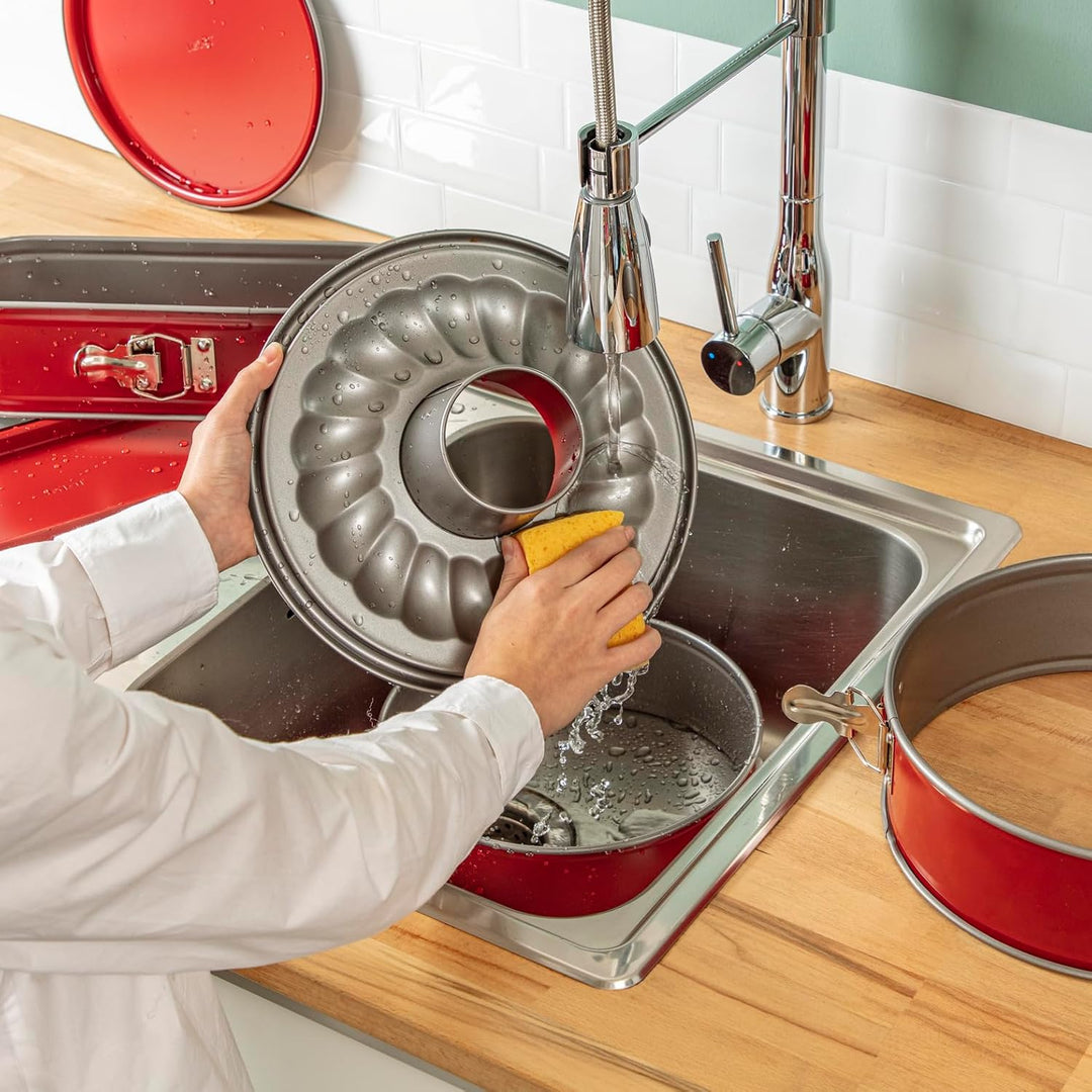 Tefal 1642814 Delibake Savarinform mit Scharnier, 27 cm, Karbonrot One size, One size