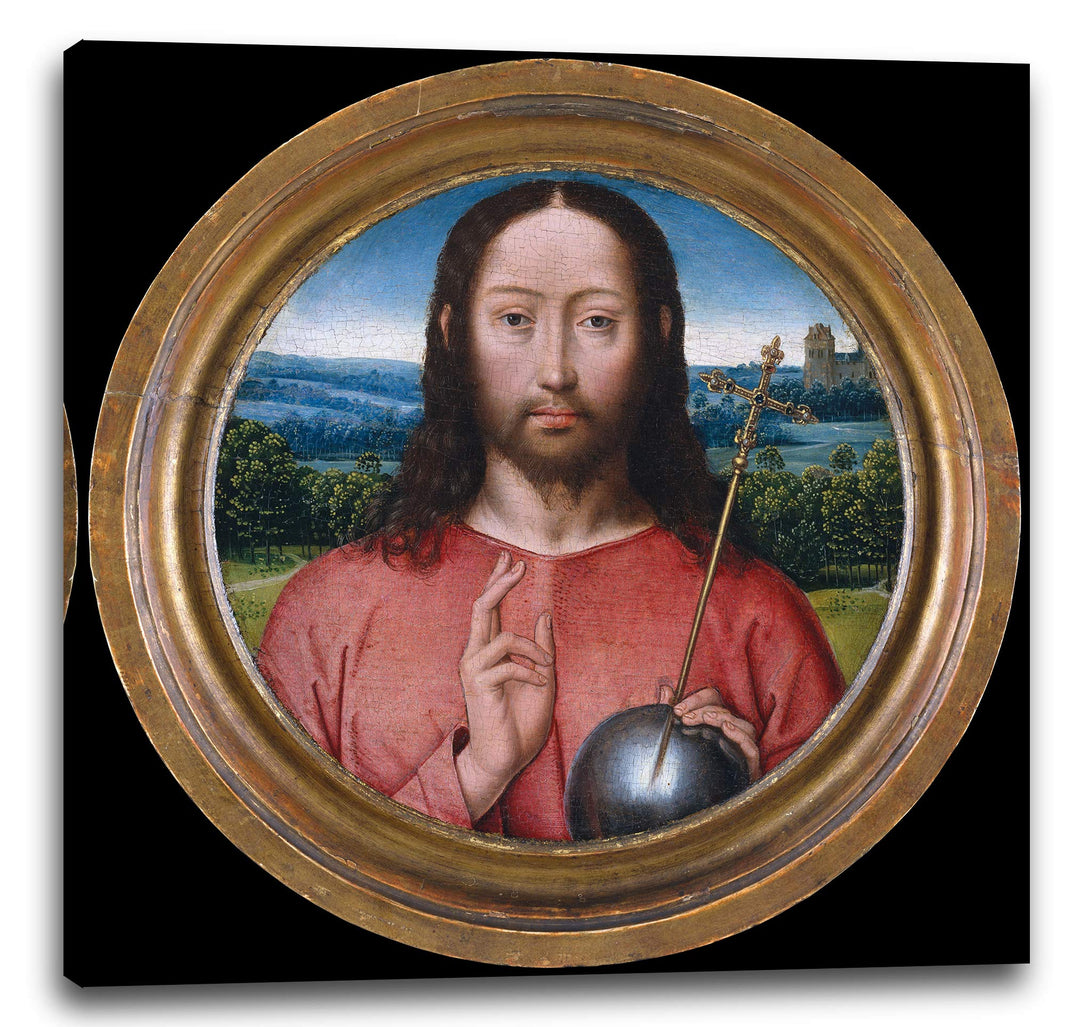 Printed Paintings Leinwand (60x60cm): Werkstatt von Hans Memling - Salvator Mundi 60x60 cm, 60x60 cm