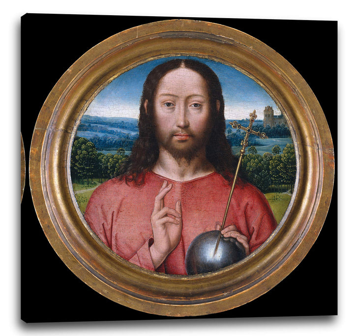 Printed Paintings Leinwand (60x60cm): Werkstatt von Hans Memling - Salvator Mundi 60x60 cm, 60x60 cm