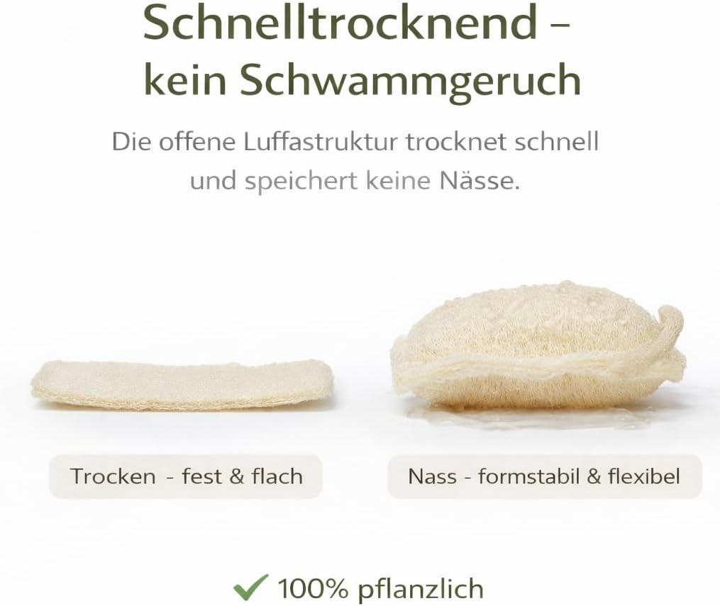 Spülset aus Bambus & Luffa – 100% plastikfrei – 4 Luffa Pads & 3 Küchenbürsten mit Sisal- & Kokosbor