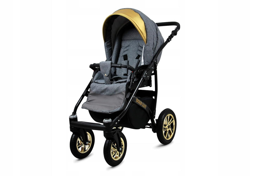 BabyLux® Kinderwagen Set 4 in 1 - Gold Lux - incl. Babywanne, Buggy Sportsitz, Auto-Babyschale, ISOF