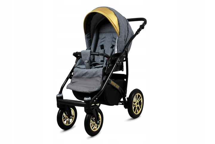 BabyLux® Kinderwagen Set 4 in 1 - Gold Lux - incl. Babywanne, Buggy Sportsitz, Auto-Babyschale, ISOF