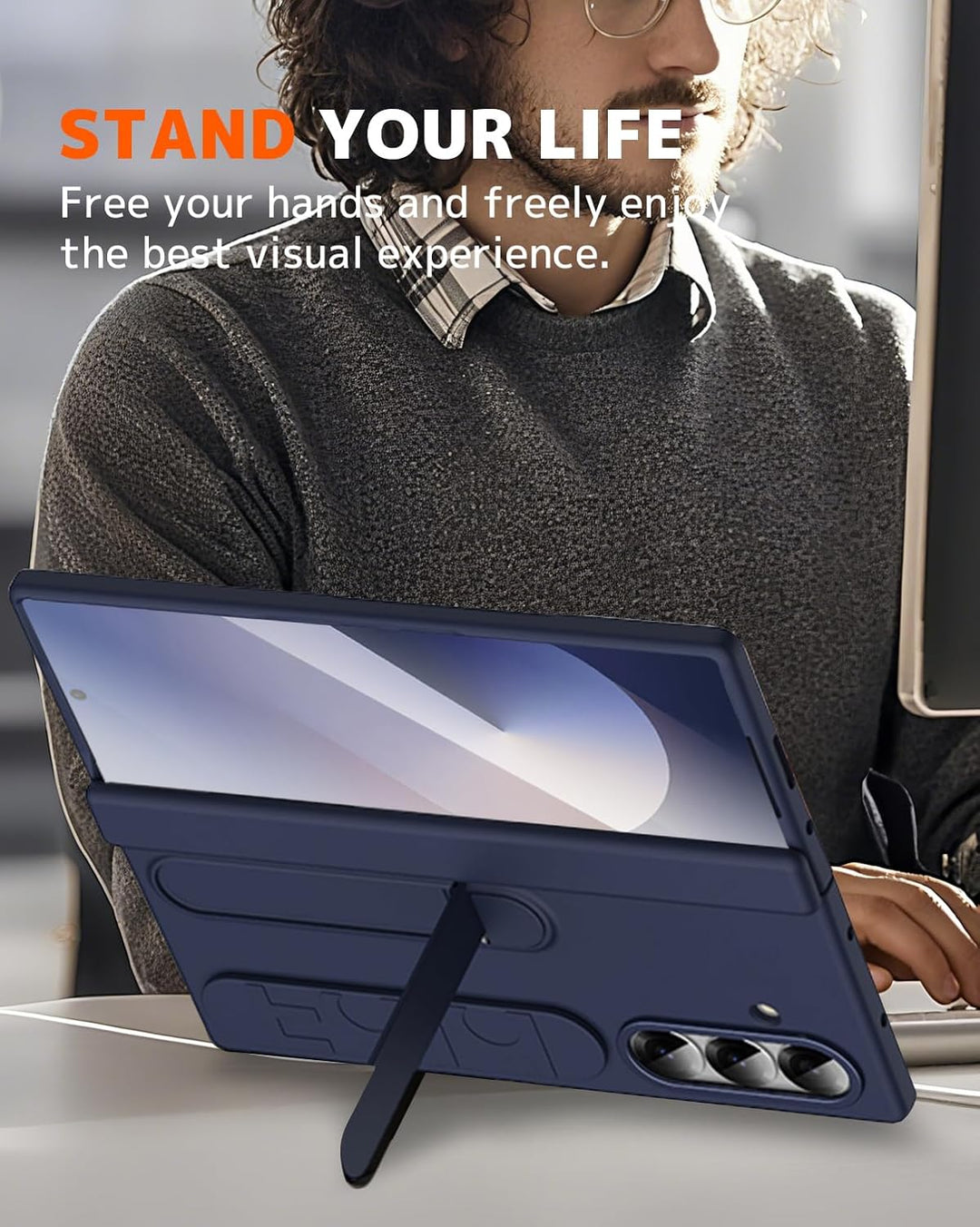 NINKI für Samsung Galaxy Z fold 7 Hülle mit Scharnierschutz, Galaxy fold7 Hülle mit Ständer Samsung