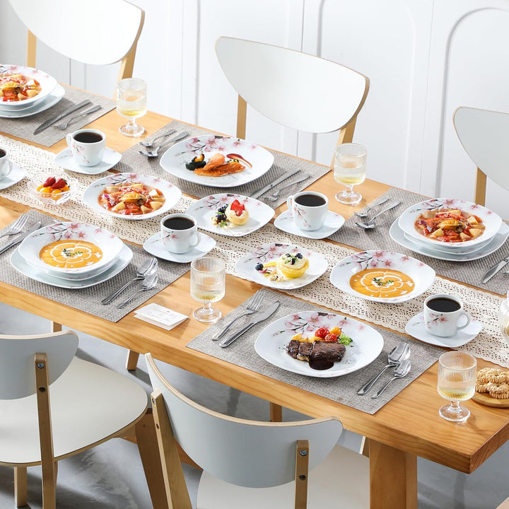 VEWEET Geschirrset 6 Personen, ANNIE 30-teilig Porzellan Geschirr Set, Tafelservice mit je 6 Speiset