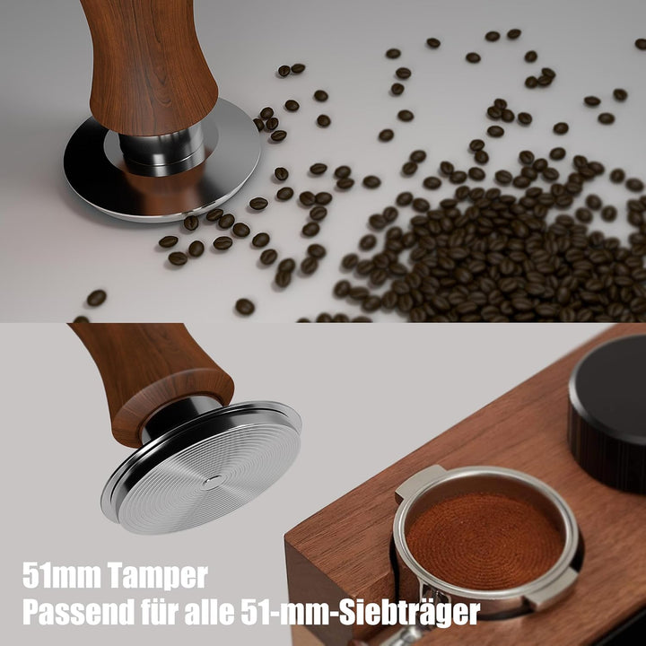 KYONANO Tamper 51mm, Kaffee Espresso Tamper, stilvoller Decent Force Tamper, auf 30 lbs Anpressdruck