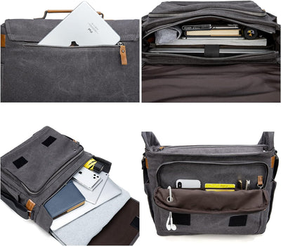 Estarer Umhängetasche/Laptoptasche 15.6 Zoll für Arbeit Uni aus Canvas