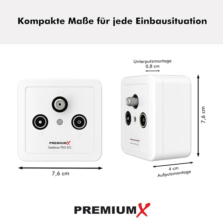 Premium X 10x PX3-DC 3-Fach Sat Durchgangsdose DC-Durchgang Antennendose Dose SAT TV Radio DVB-T Uni