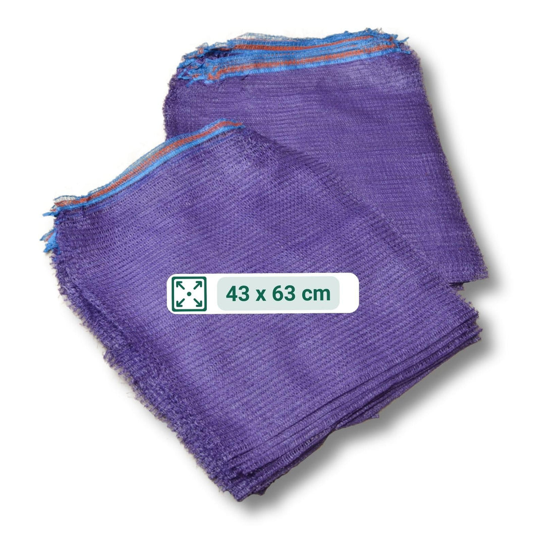 AGRI plus 100 Stück Gemüsesäcke lila mit Zugband I 43 x 63 cm I verschiedene Grössen I Grobmaschige
