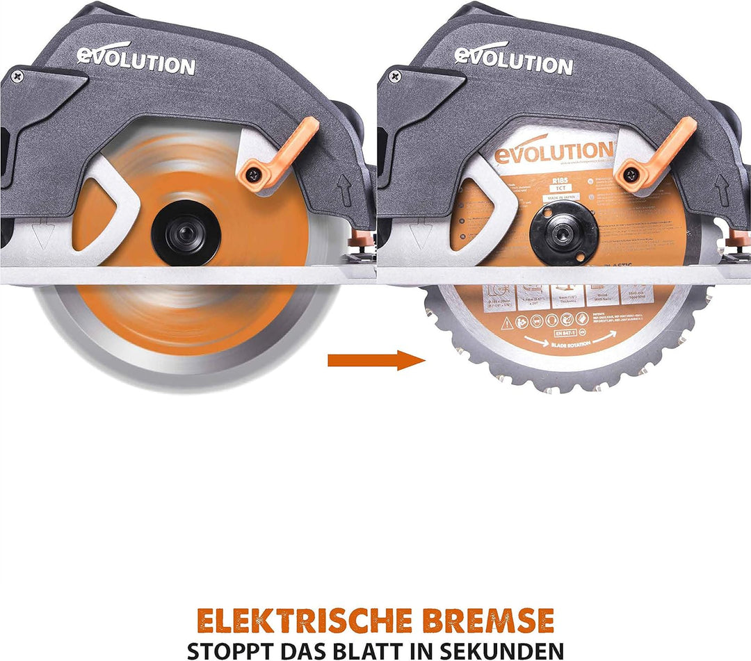 Evolution Power Tools 027-0003C Evolution Elektrowerkzeuge-R185CCS Mehrzweck-Kreissäge, 185 mm 230 V