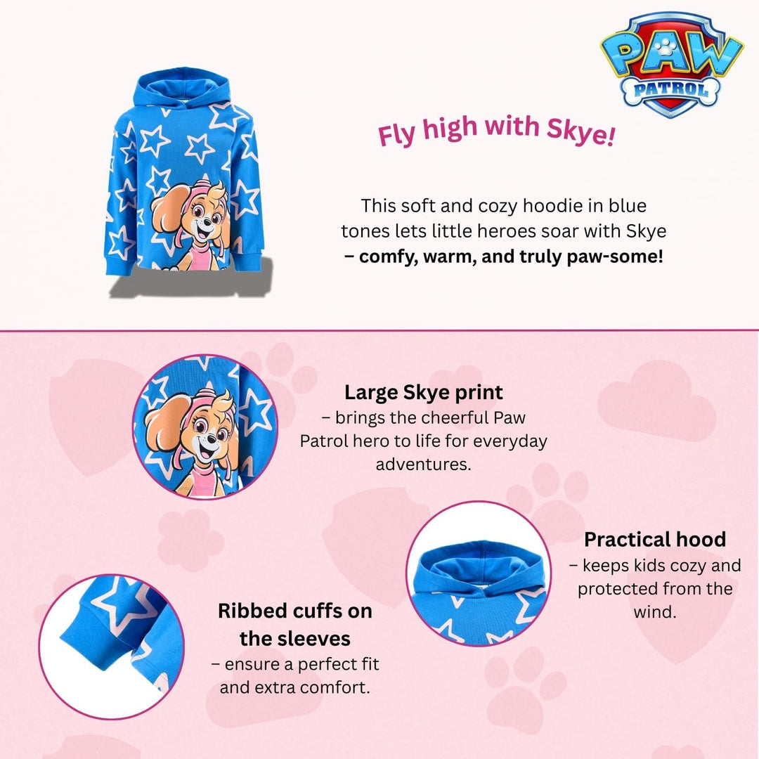 PAW PATROL Hoodie für Mädchen, Hoody, Kapuzenpullover Pullover mit Kapuze 98 Blau, 98 Blau