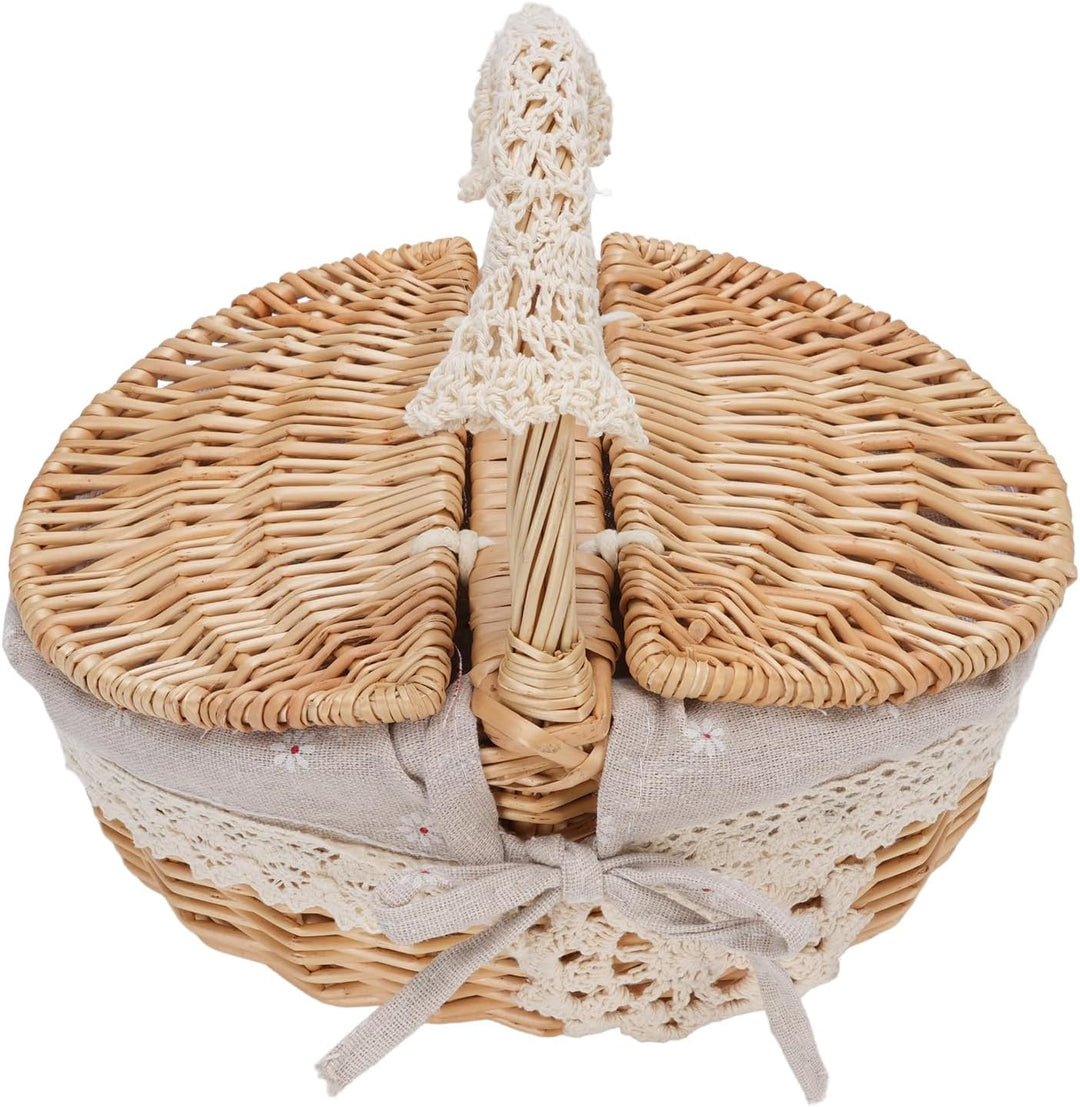 Wicker Picknick Korb, Abnehmbare Liner, Grosse Kapazität Hamper für Picknicks, Camping, Familien Ver
