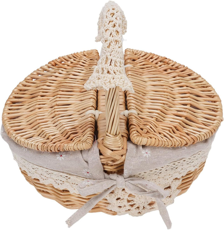 Wicker Picknick Korb, Abnehmbare Liner, Grosse Kapazität Hamper für Picknicks, Camping, Familien Ver