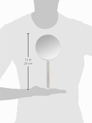 Fantasia Handspiegel mit Griff - zweiseitig, normal und 10-fache Vergrösserung, Ø 16 cm, Länge: 18,5