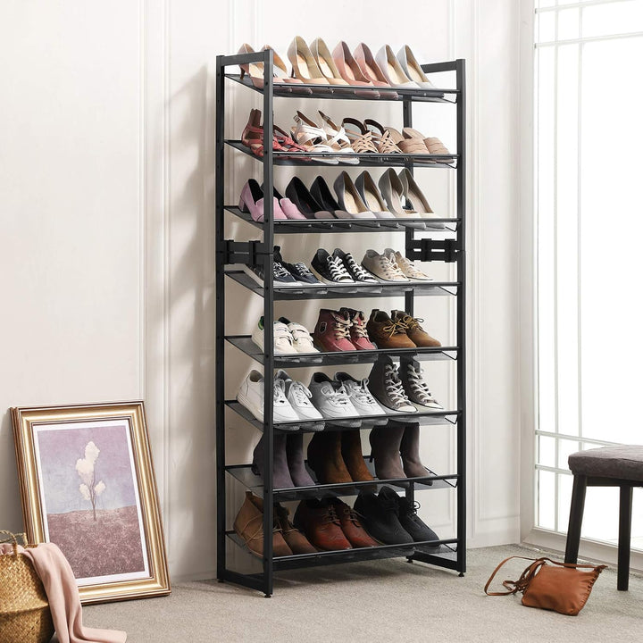 SONGMICS Erweiterbares Schuhregal aus Metallgewebe mit 5 Ebenen für 15-20 Paar Schuhe, Schuhständer